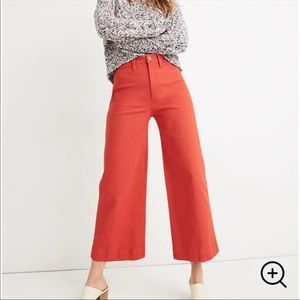 NWT madewell Emmett red high rise wide crop pants
